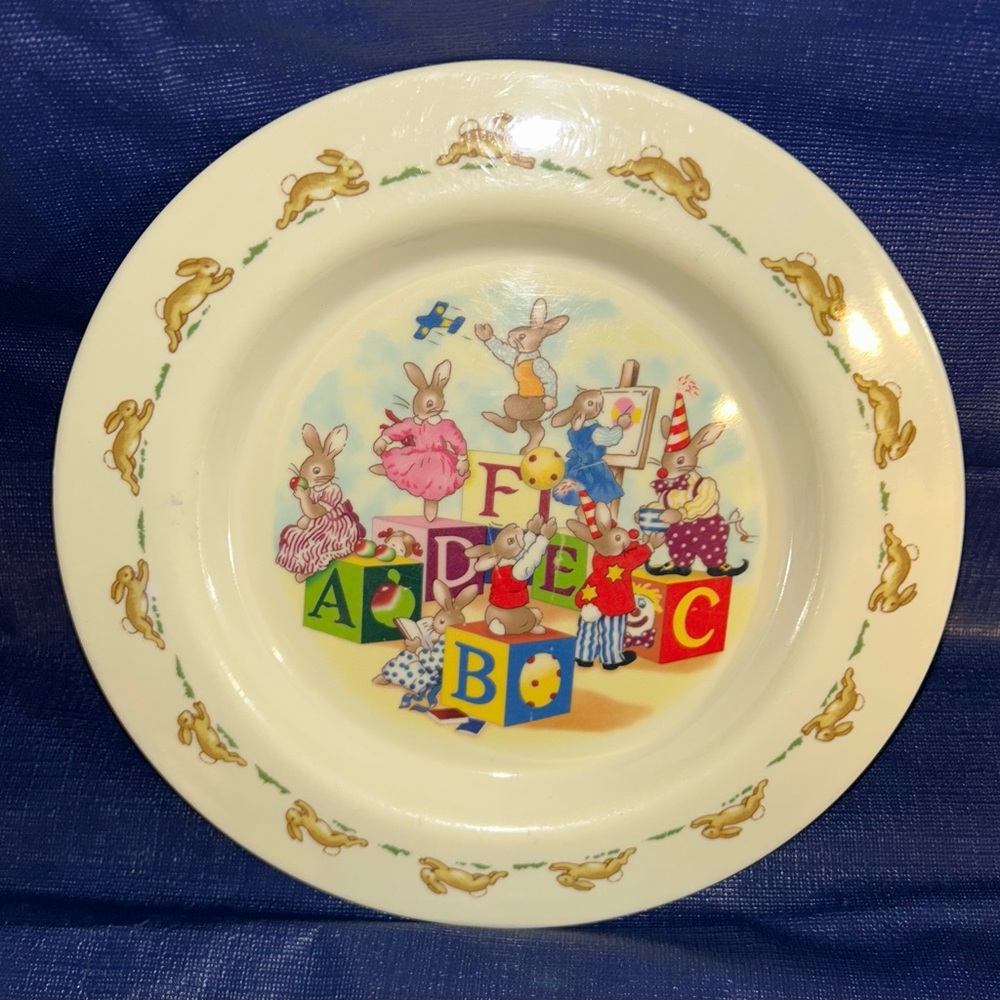 Royal Doulton Bunnykins ABC Alphabet Blocks melamine plate,